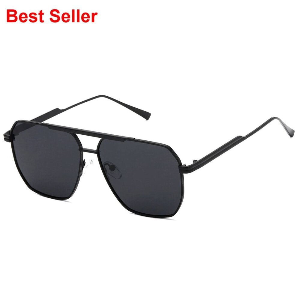 Polarized Retro Oversized Square Sunglasses Metal Frame UV400 Protection